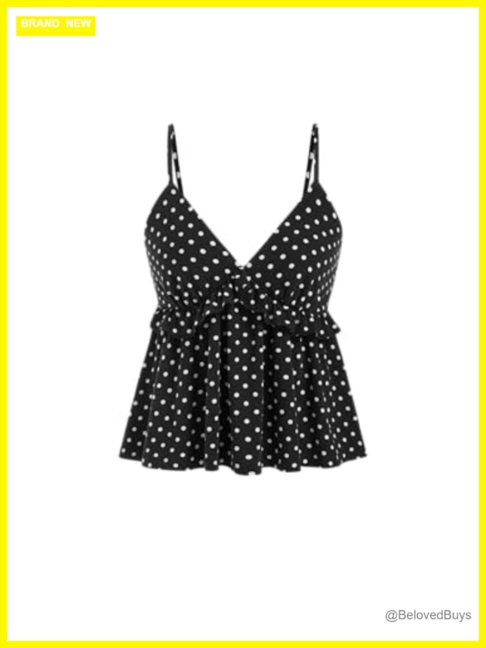 CIDER Polka Dot Babydoll Tank Top V Neck Sleeveless Flowy Y2K Crop Top